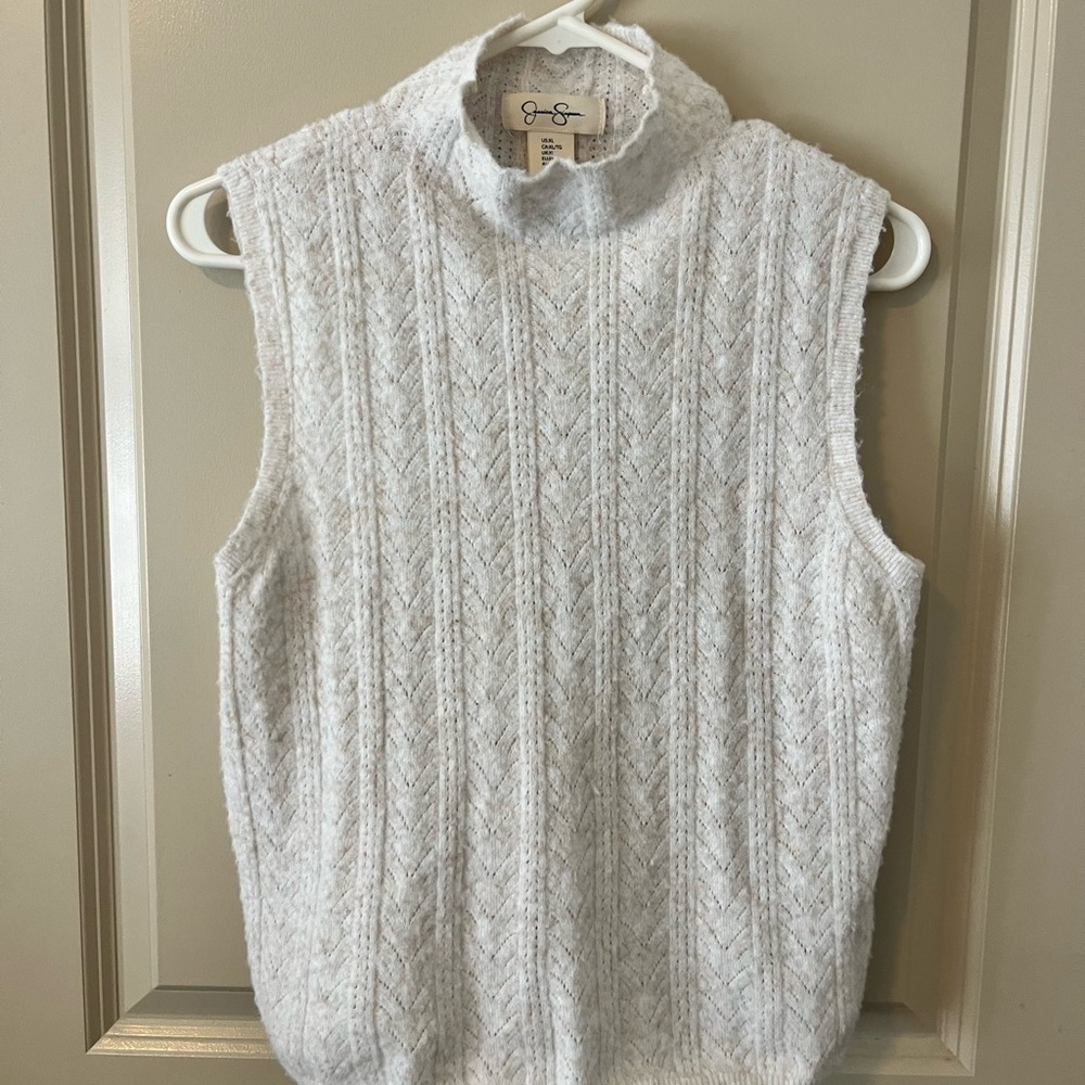 Jessica Simpson White Cowl Neck Sweater Vest